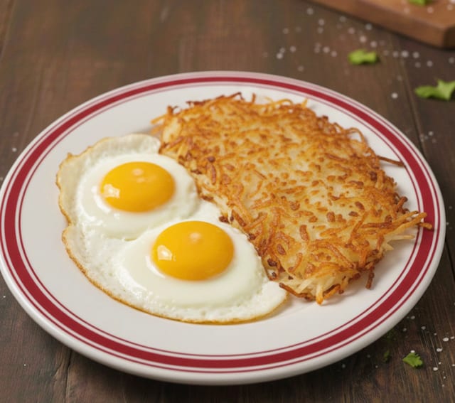 2 Eggs Any Style With Hash & Toast.