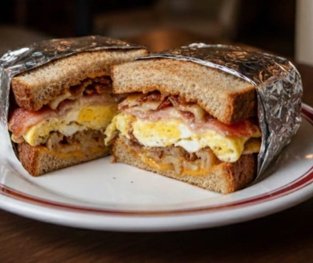 Meat Lover Egg Sandwich.