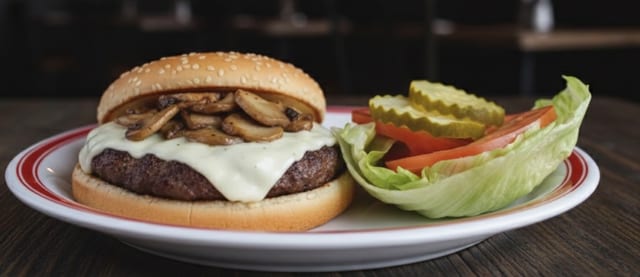 Mushroom Swiss Burger.